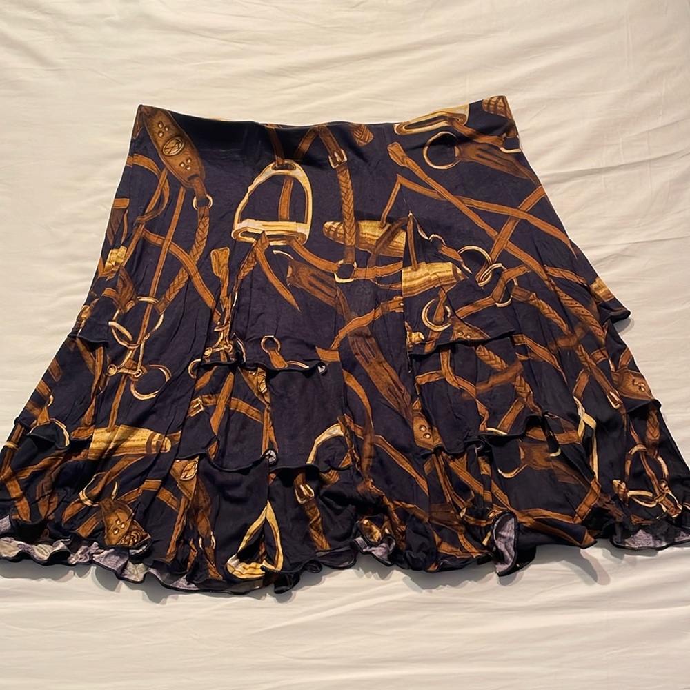 Ralph Lauren tiered knit skirt. Equine pattern. Have matching vest for sale too.